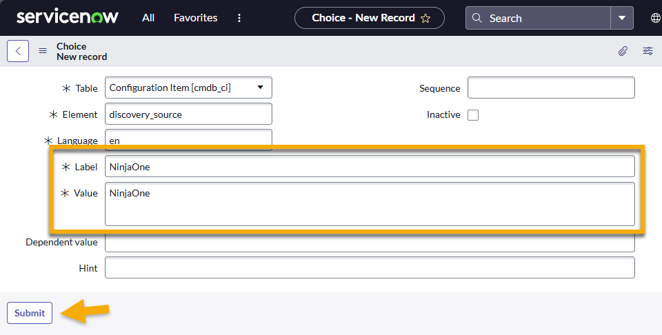 servicenow choice record_submit.png